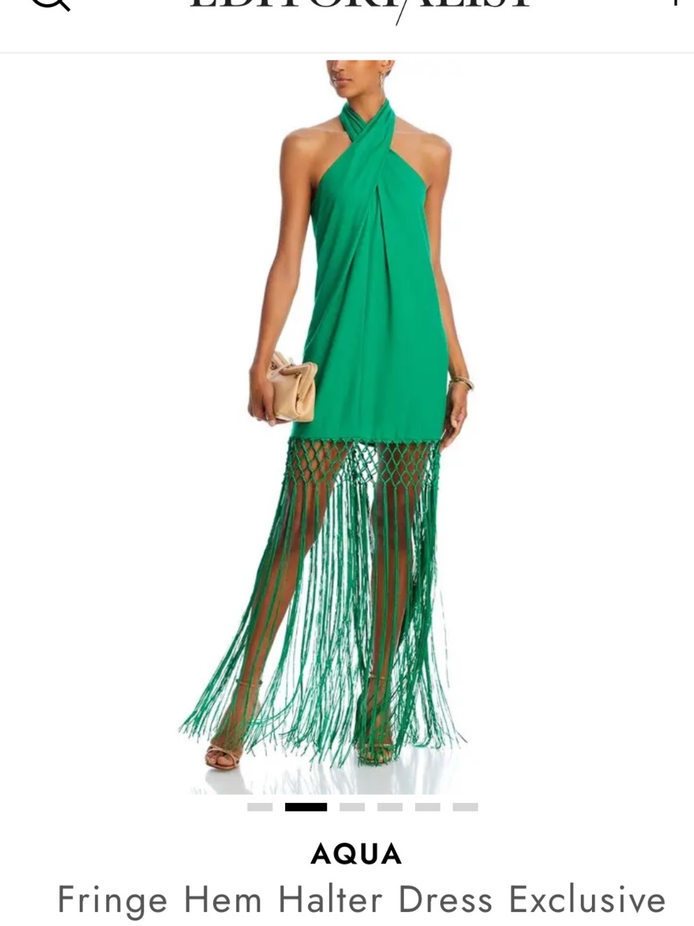 Aqua Fringe Hem Halter Dress